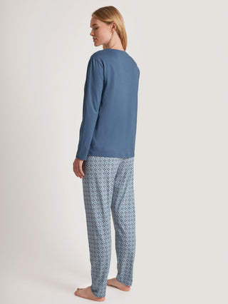 DAMEN Pyjama, blue cotton