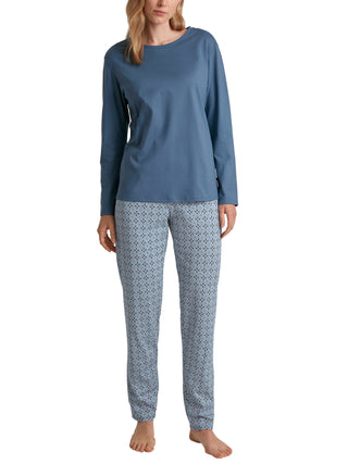 DAMEN Pyjama, blue cotton