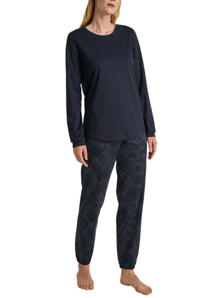 DAMEN Pyjama mit Bündchen, dark lapis blue