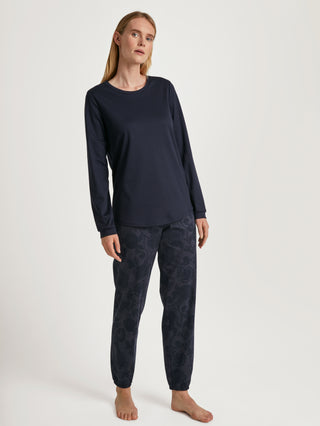 DAMEN Pyjama mit Bündchen, dark lapis blue