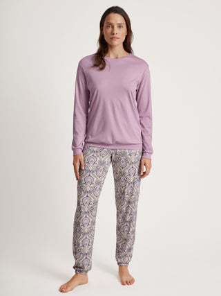 DAMEN Pyjama mit Bündchen, fragrant lilac