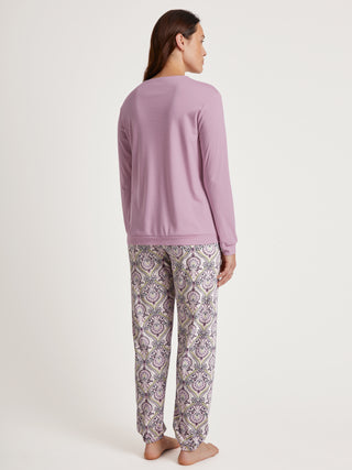 DAMEN Pyjama mit Bündchen, fragrant lilac