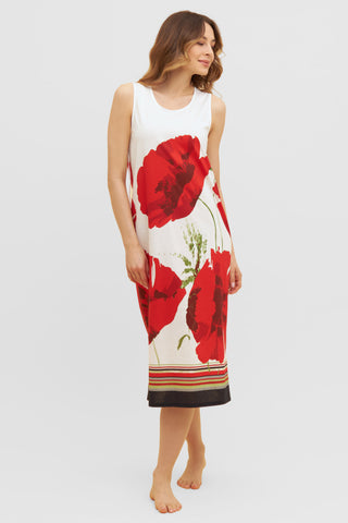 Nd, sleeveless, round neck, Placed Flowers