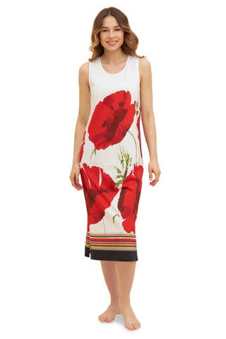 Nd, sleeveless, round neck, Placed Flowers